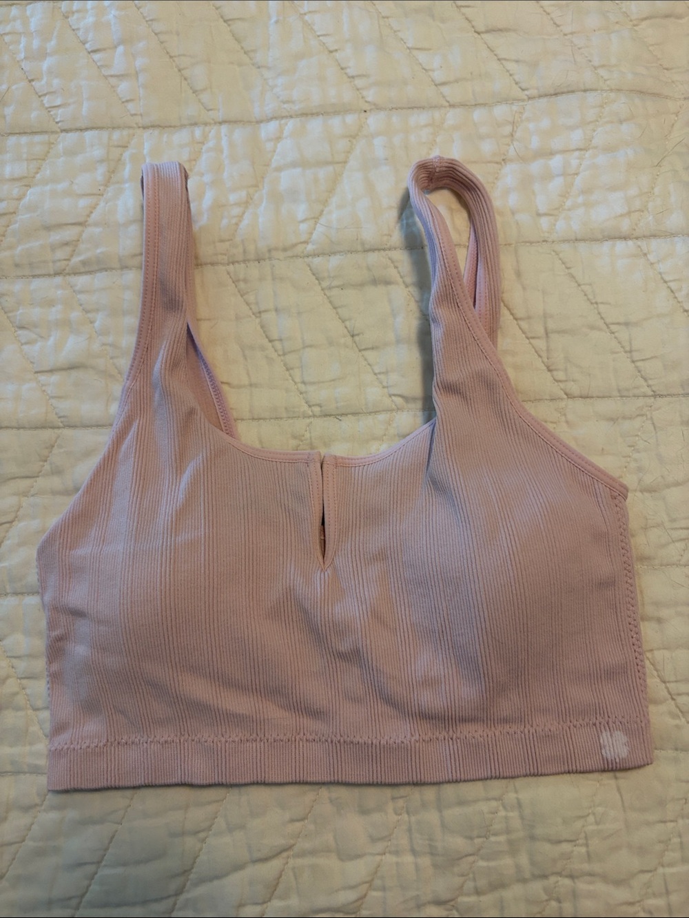 Lucky Brand Ribbed Light Pink Sports Bralette